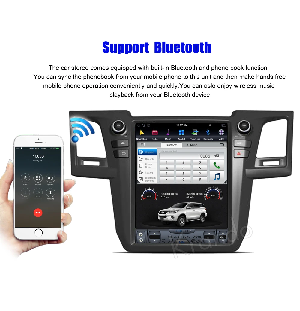 Автомобильный мультимедийный плеер Krando на платформе Android 9 0 с вертикальным