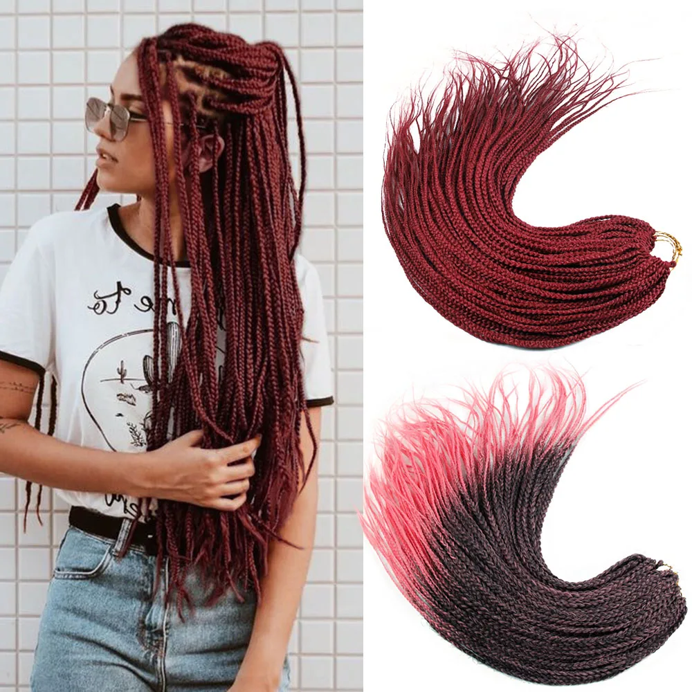 Косички YxCheris Box синтетические Омбре плетение наращивание волос 24 пряди радужные