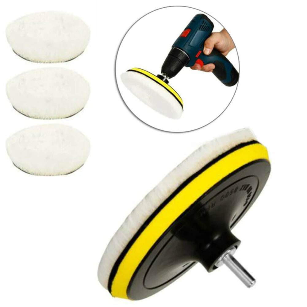 

5pcs/set 3/4/5/7inch Car Polishing Pads Soft Wool Machine Waxing Polisher Car Body Buffing Wheel Mop Kit M10 M14