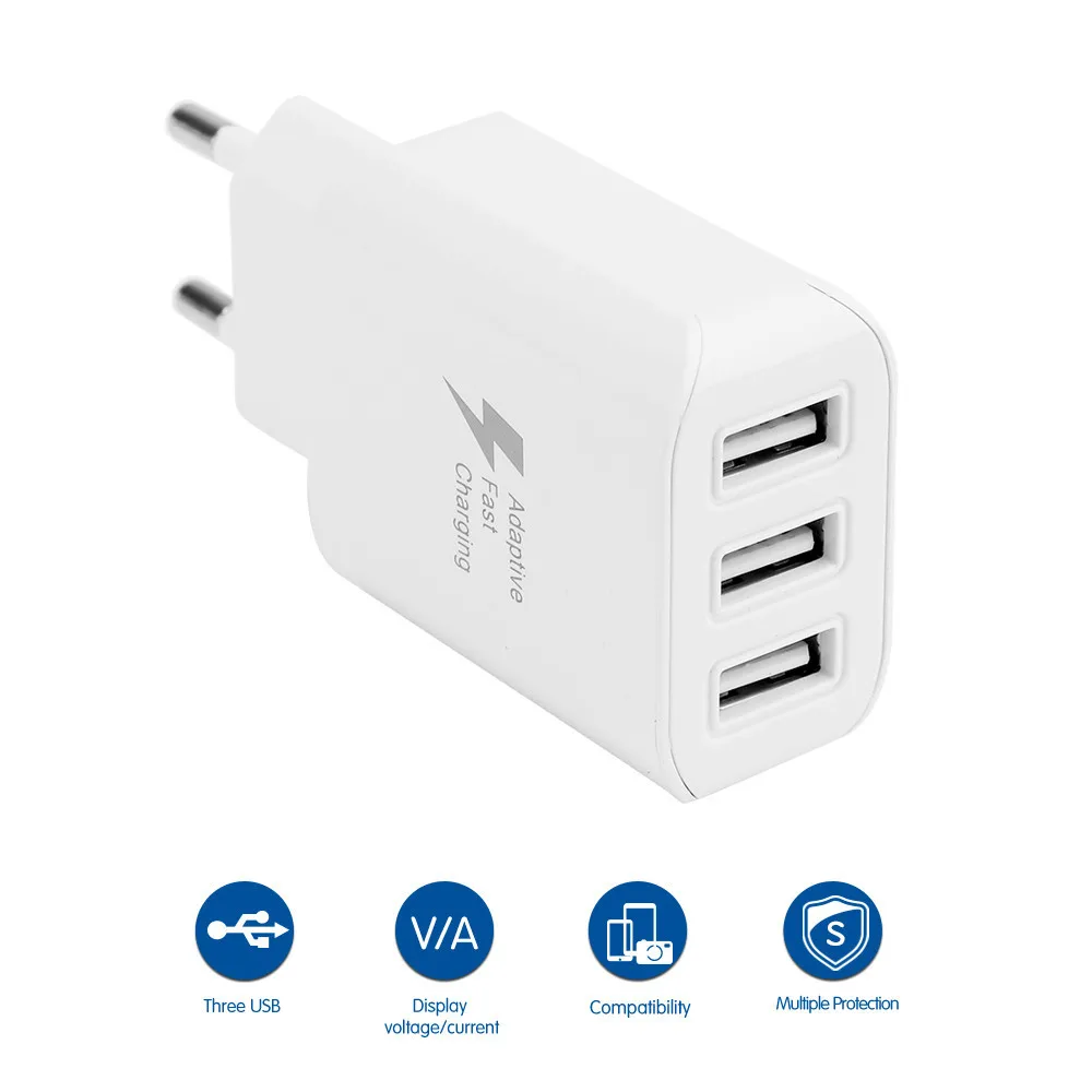 Быстрое хорошее зарядное устройство светодиодный 5 В/2A ЕС 3 порта разъем USB для Apple