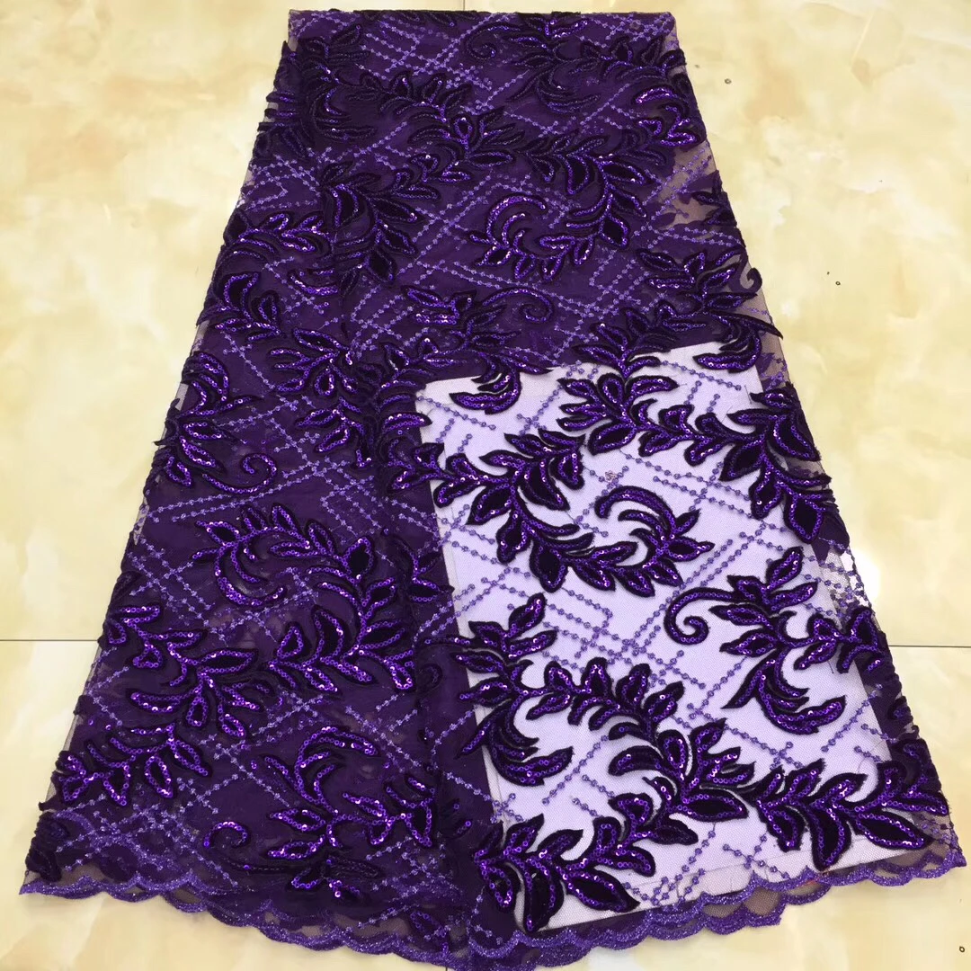 

2020 Latest High Quality African Sequins Lace Fabric French Net Embroidery Tulle Lace Fabric For Nigerian Wedding Party KH9016A