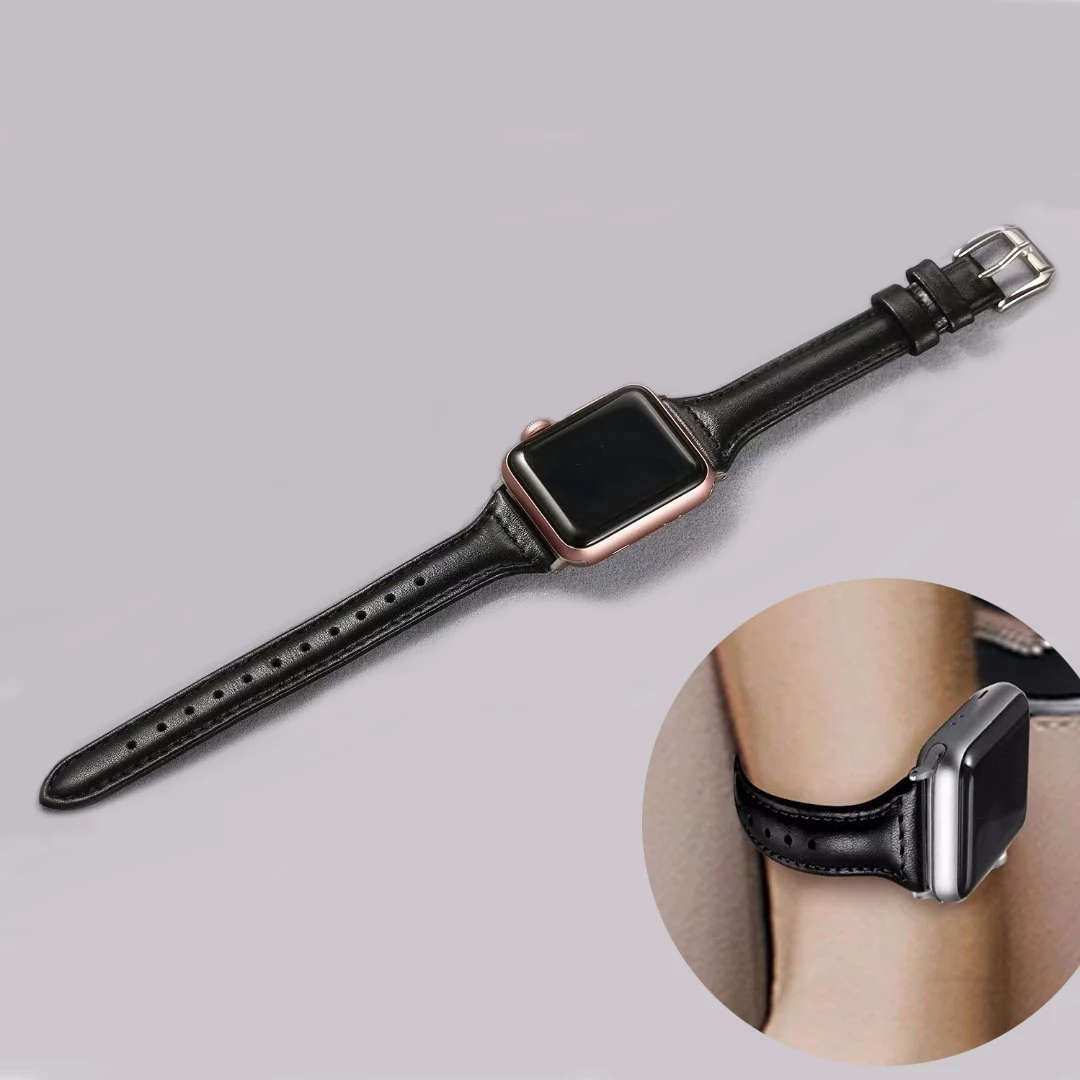 Лучшая цена от производителя кожаный ремешок для Apple Watch Band 40 мм 44 iwatch 38 42 Strapseries