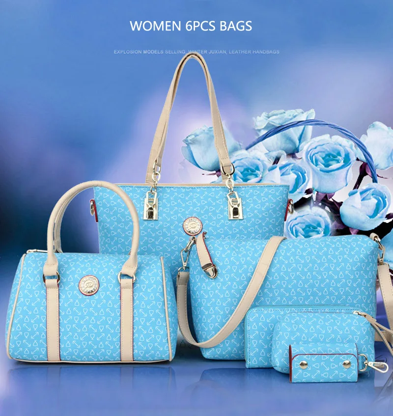 Autumn New Fashion Women's Bag 6 Piece Set Plaid Bag Lady Slung Hand Bag Shoulder Messenger Composite Bag