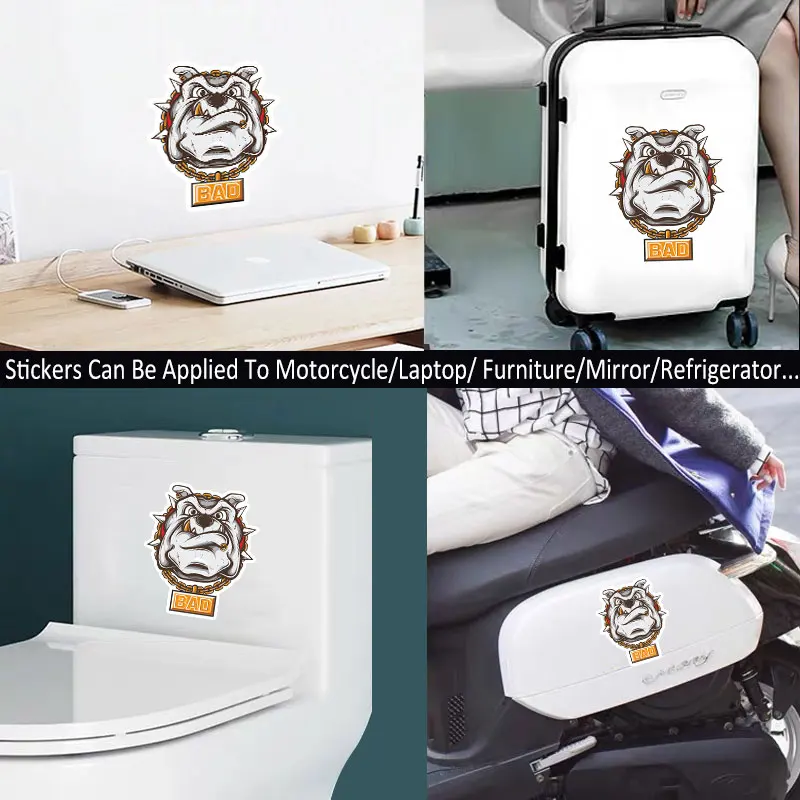 

PVC-0140# Various Sizes Self-adhesive Decal Bulldog Bad Car Sticker Waterproof Auto Decors on Bumper Rear Window