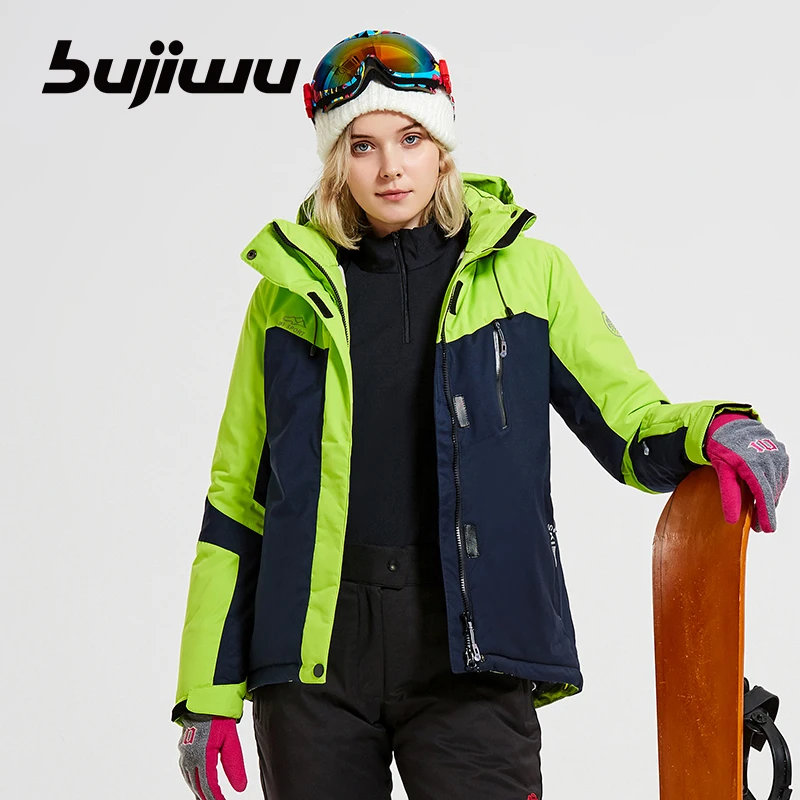 Bujiwu New Thick Warm Ski jacket Women Waterproof Windproof 4 Colors Size S -2XL Snow Jacket Winter Outdoor Sports Coat | Спорт и