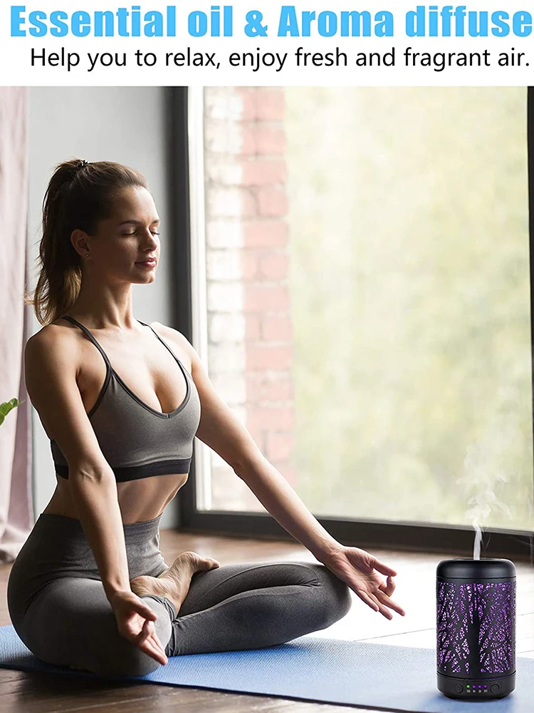 

100ml Ultrasonic Air Humidifier Forest Deer Aroma Essential Oil Diffuser Hallow Metal 7 Color LED Aromatherapy Humidificador