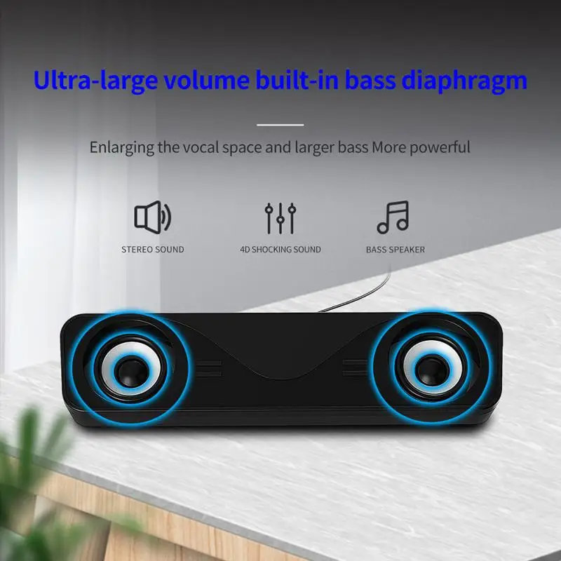 

Wired Desktop Subwoofer Speaker USB Powered Portable Computer Speakers Bass Sound Stereo Speaker For TV PC Tablets Laptop