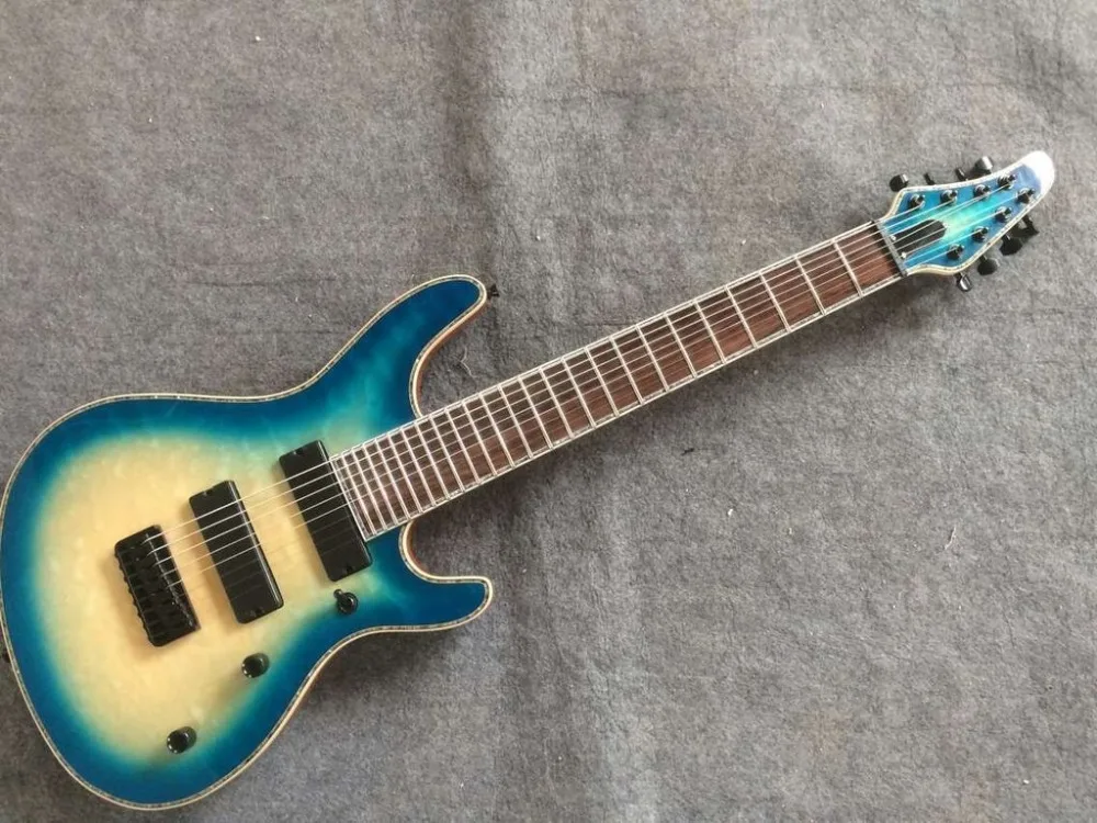 Новая+ фабрика+ 8 струн Mayones электрогитара 24 лада синяя покрытая кленом Топ Mayones 8 струнная гитара