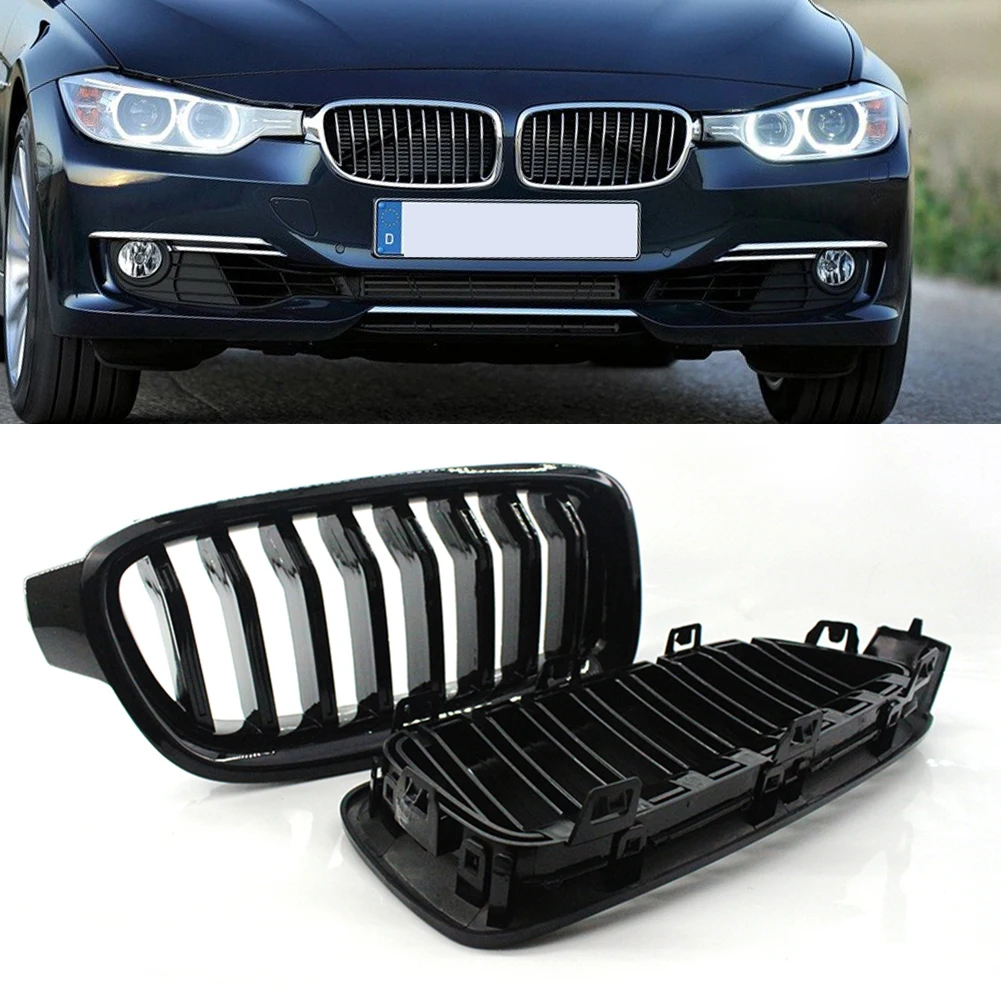 

1 Pair Car Front Kidney Grille Grills Replacement for BMW F30 3 Series 320i 328i 335i 2012-2016 Single Slat Chrome Frame