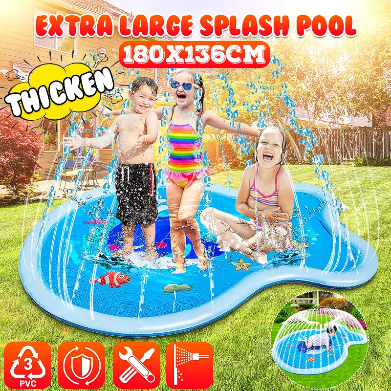 

180CM Outdoor Lawn Beach Sea Animal Inflatable Water Spray Kids Sprinkler Play Pad Mat Water Game Beach Mat Cushion Toys
