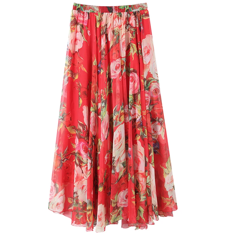 Летняя шифоновая юбка в богемном стиле Женская Длинная пляжная макси пол с