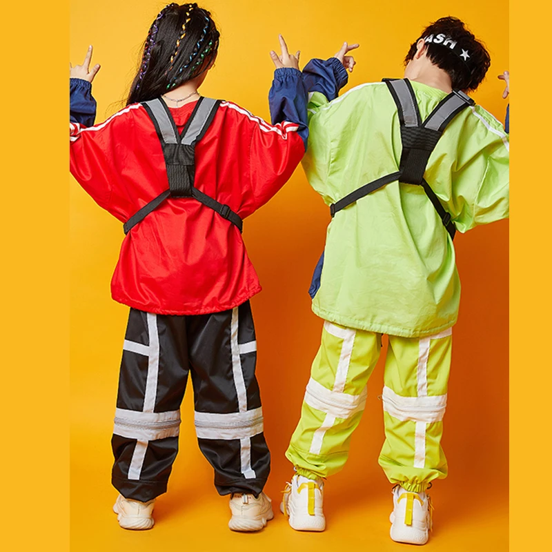 Детский костюм в стиле хип-хоп для мальчиков Свободный Топ Уличная Одежда танцев