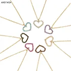 Цепочка с подвеской в виде цветного радужного сердца, из серебра 925 пробы