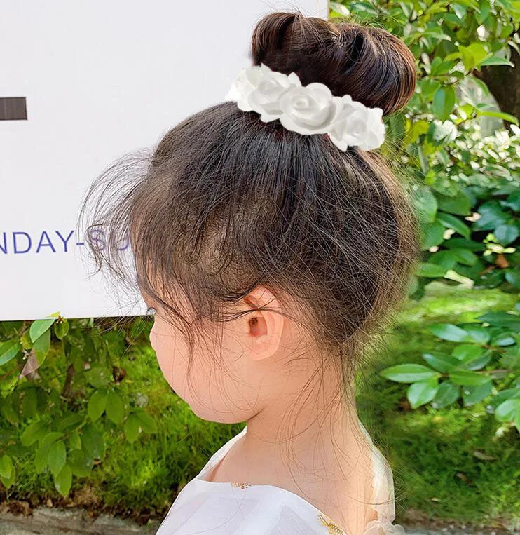 Pfingstrose Rose Blume Gummibänder Haarhalter Krawatte Gummi Stoff Kränze Kronen elastische Kranz Krone Hochzeit Girlande Stirnband – Detail 3
