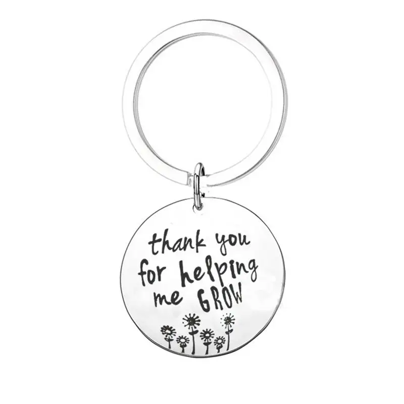 Europe and America Fashionable Stainless Steel Keychain Thank You For Helping Me Grow Teachers' Day Gift DIY Customizable Wholes images - 6