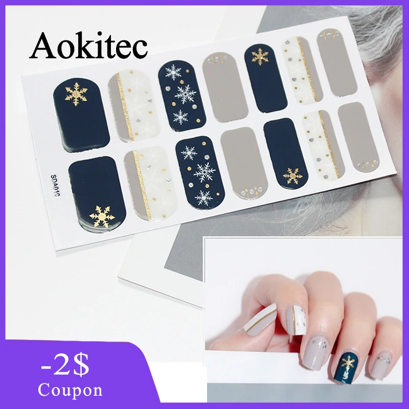 Aokitec водостойкая наклейка для ногтей Рождественская елка обесцвечивающая