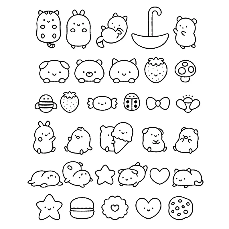 Ясно содержащиеся Cuties набор для стемпинга и координации умирает персонажей