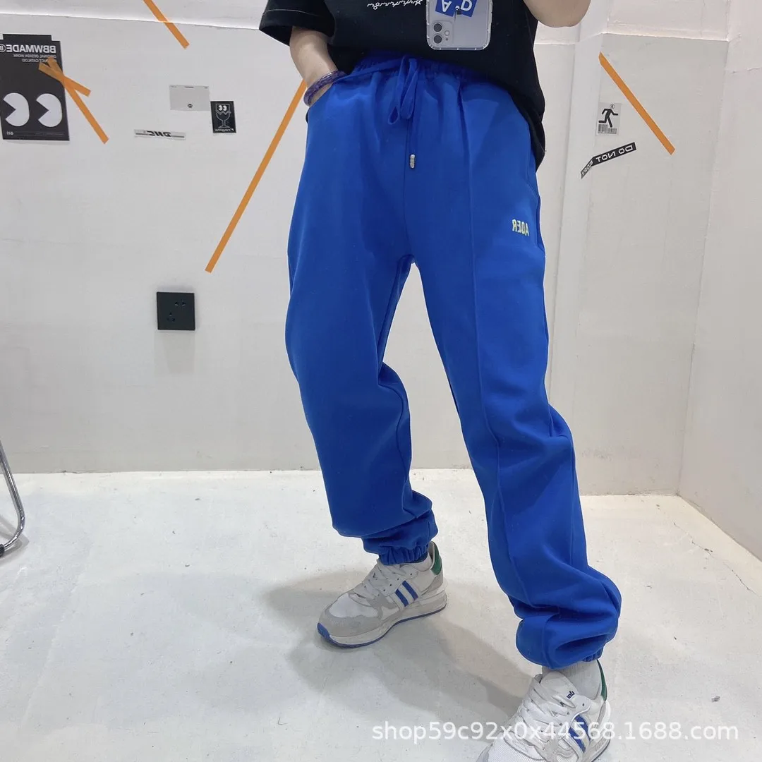 

Ader origami letter embroidery printing casual loose binding irregular pocket pair pants