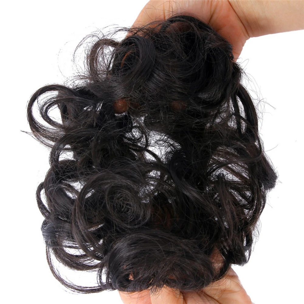 

Messy Hair Bun Synthetic Hair Ring Extensions Curly Scrunchies Elegant Chignons Wedding Hair Piece for Women and Kids
