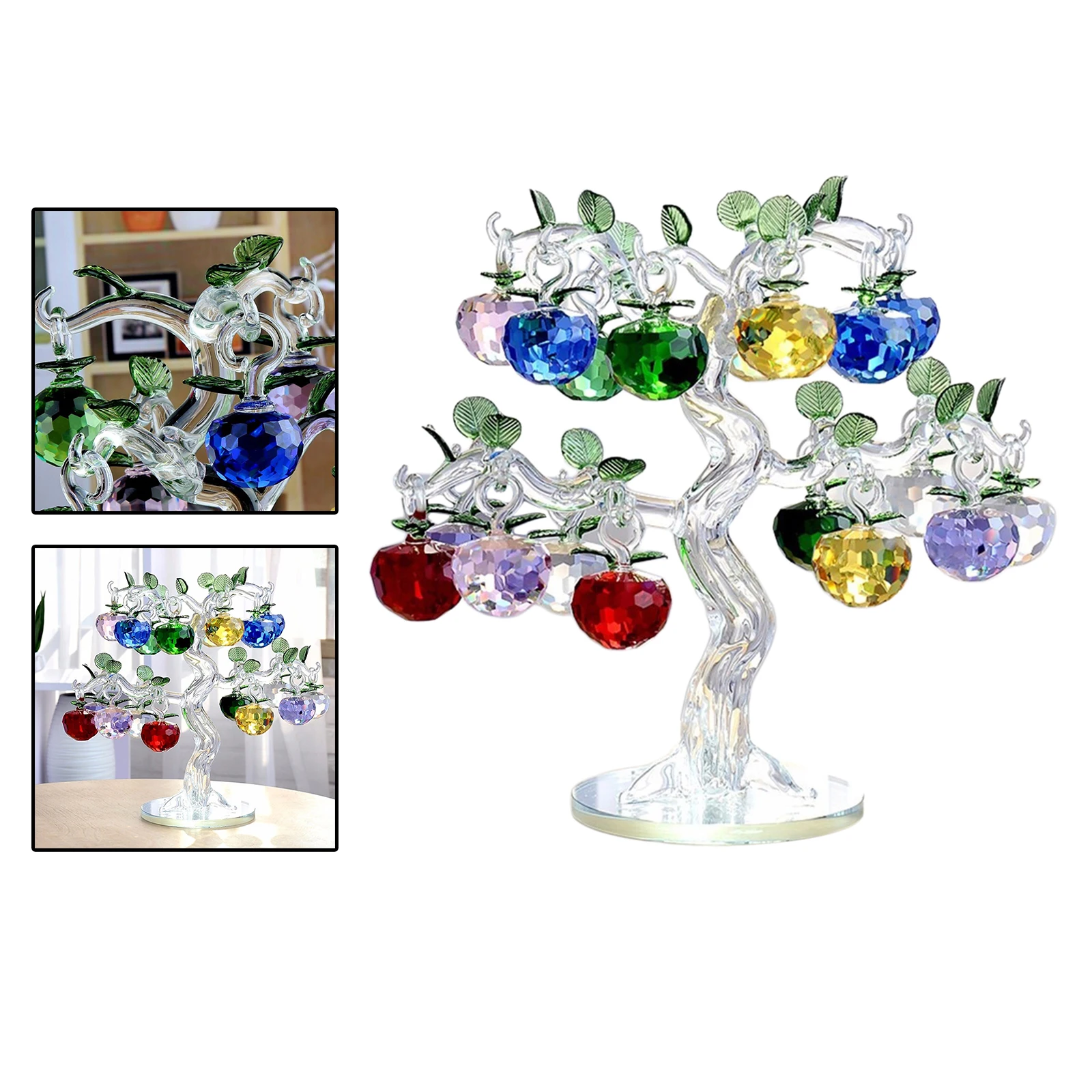 

Colorful Crystal Apple Tree Craft Bar Desk Wedding Festival Decor Ornaments