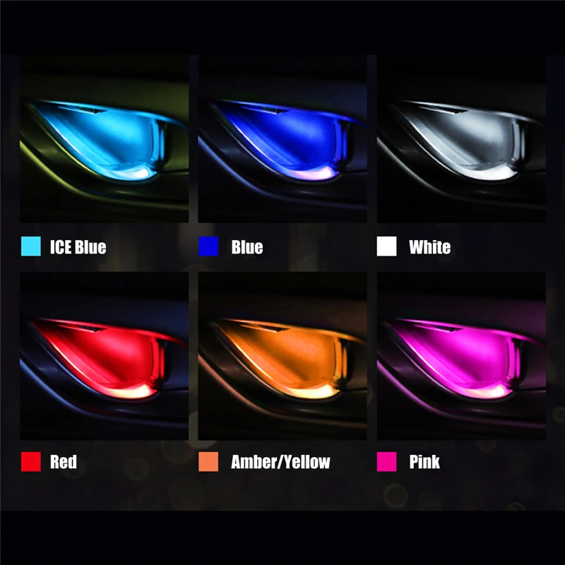 QCDIN светодиодный светильник для салона автомобиля с ручкой на двери декоративный