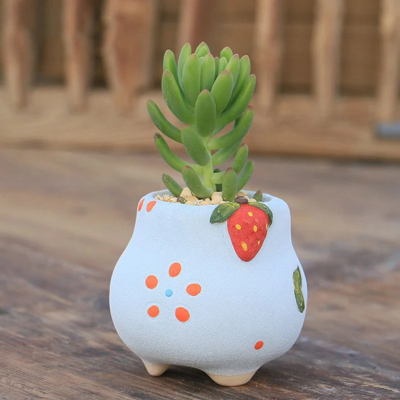 Мини керамический горшок для растений с суккулентами ручная работа розовая
