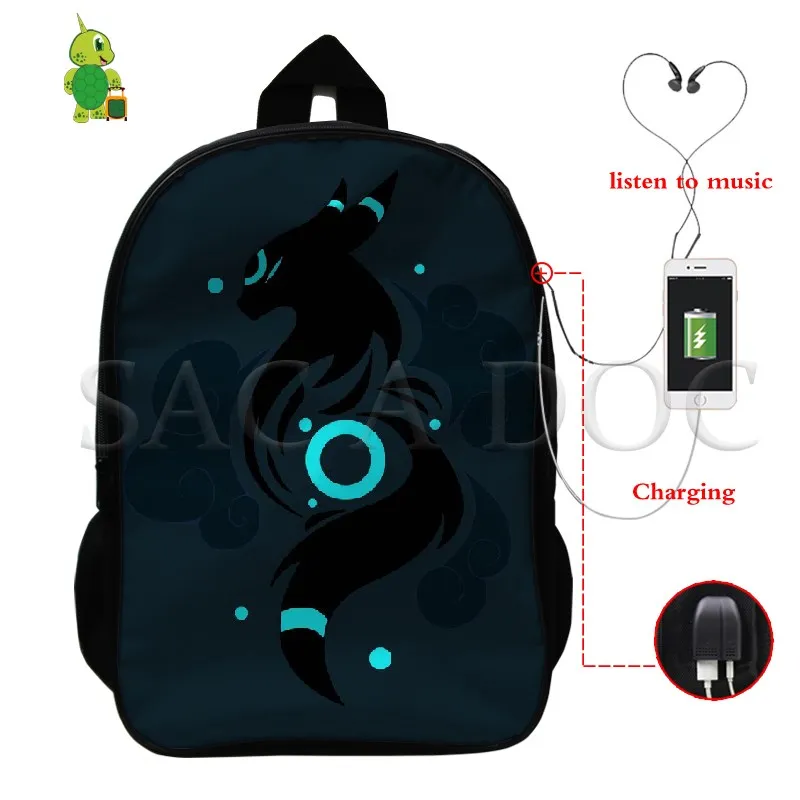 Pokemon Mewtwo Umbreon рюкзак для женщин и мужчин многофункциональный USB зарядка школьные и дорожные сумки для подростков студентов ноутбук рюкзак - Цвет: 9