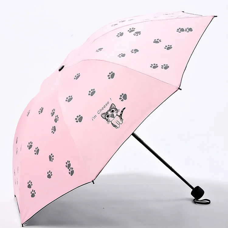 Детский мультяшный креативный детский зонтик, солнцезащитный, с черным покрытием, милый коготь кошки, 3 складных Зонтик для девочек,, детский зонтик