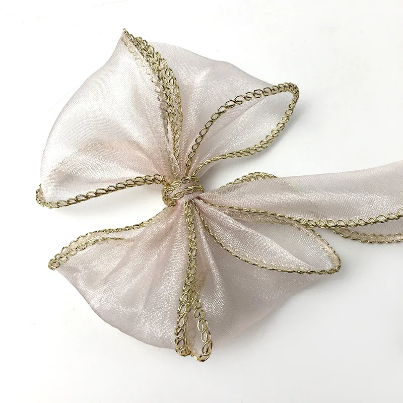 55 мм 2 &quotDIY органза волнистая опрессовка с золотыми краями для бантов брошь