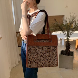 Сумка женская из экокожи, роскошный саквояж большой вместимости с леопардовым принтом, Повседневная сумка для офиса через плечо для ноутбука