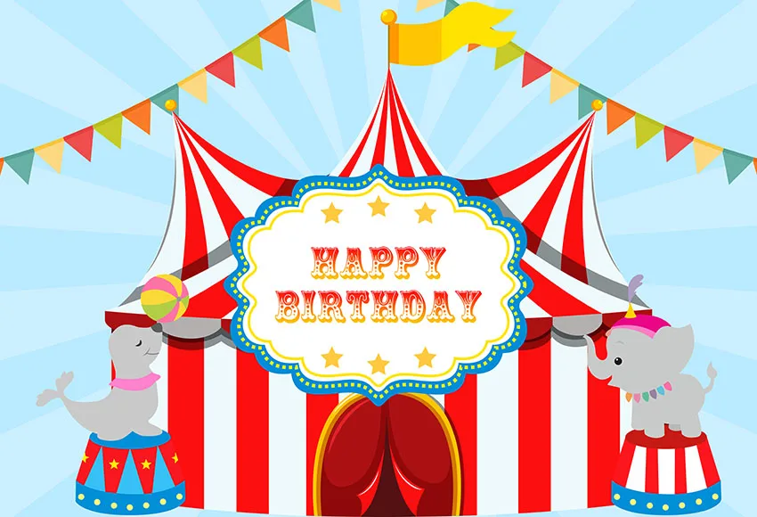 

Vinyl colorful flags circus happy birthday Photography Background Backdrop For newborn Children Photo Studio