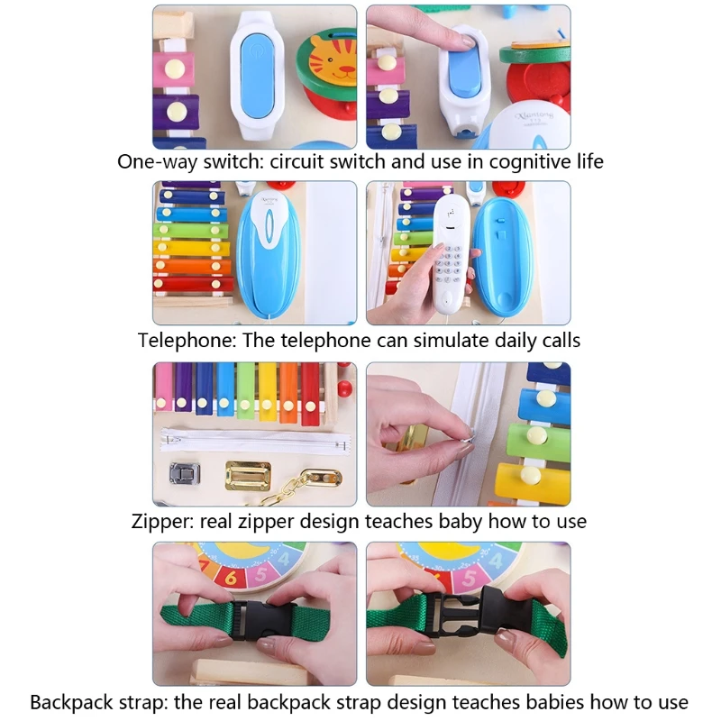 

Busy Board for Toddlers - Sensory Board - Wooden Busy Board for Kids - Activity Board for Toddlers 1-3 - Locks and Latch