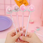 1 Розовая гелевая ручка в форме сердца девушки персиковые блестки креативная Милая Черная ручка на водной основе канцелярские принадлежности подарок авторучка для подписи