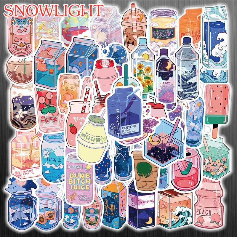 10/50 Pcs/pack Cartoon Flavor Drink Bottle Graffiti Stickers Pvc For Diy Phone Case Skateboard Decals Mixed Laptop Kids Luggage