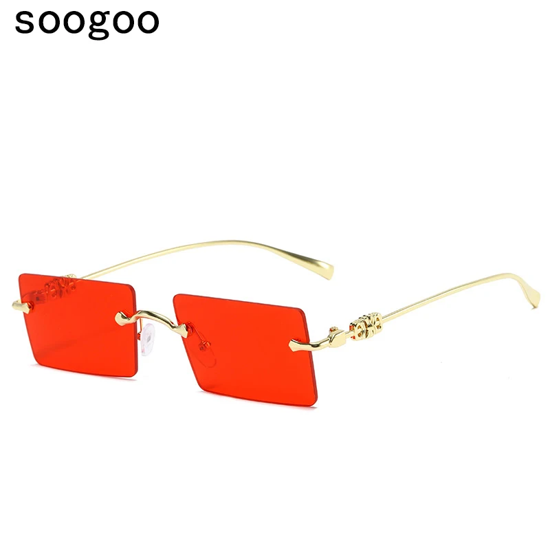 

Retro Rimless Square Sunglasses Trendy Classic Cutting Lens Sun Glasses 2021 Luxury Brand Designer Eyewear UV400 Gafas De Sol