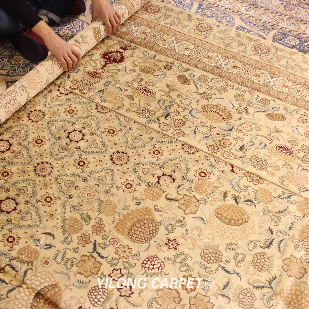 YILONG 10 'x 14' желтые восточные персидские ковры ручной работы с узелками