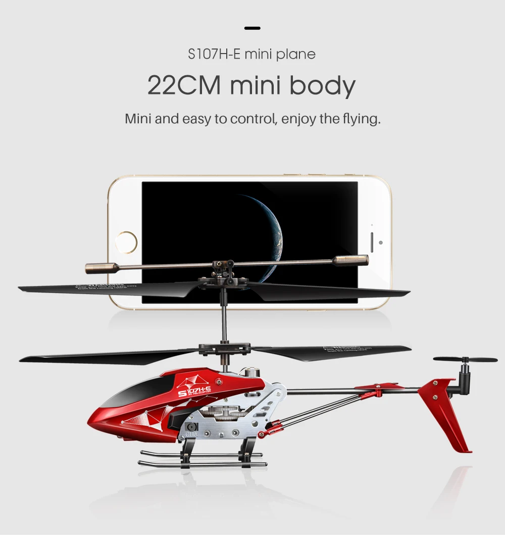 Syma S107H-E, металлический мини-Дрон, один ключ, радиоуправляемые вертолеты для детей, взрослые игрушки, уличный Забавный Дрон, 2,4 ГГц, пульт дистанционного управления