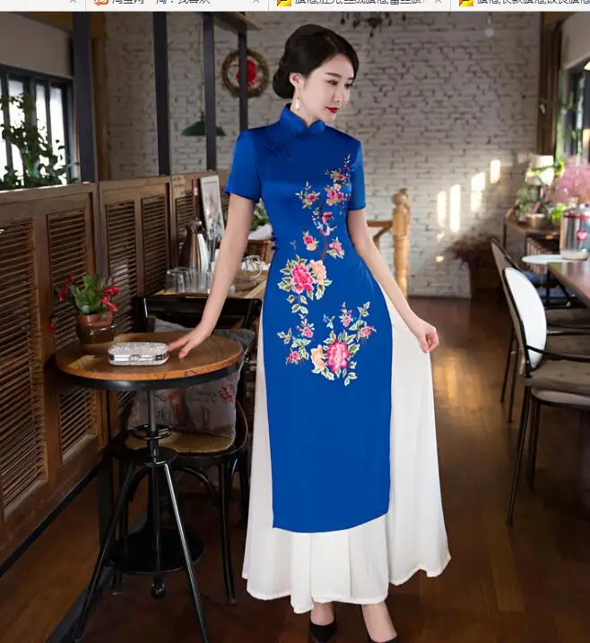 Розовый вьетнамский aodai Китайская традиционная одежда для женщин Ципао китайское восточное платье современный cheongsam ao dai - Цвет: color3