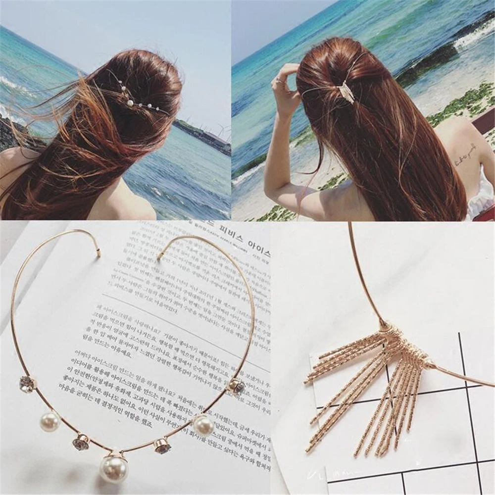 

Ободок для волос женский с жемчугом, элегантный аксессуар на голову из сплава, 7 типов, 1 шт.