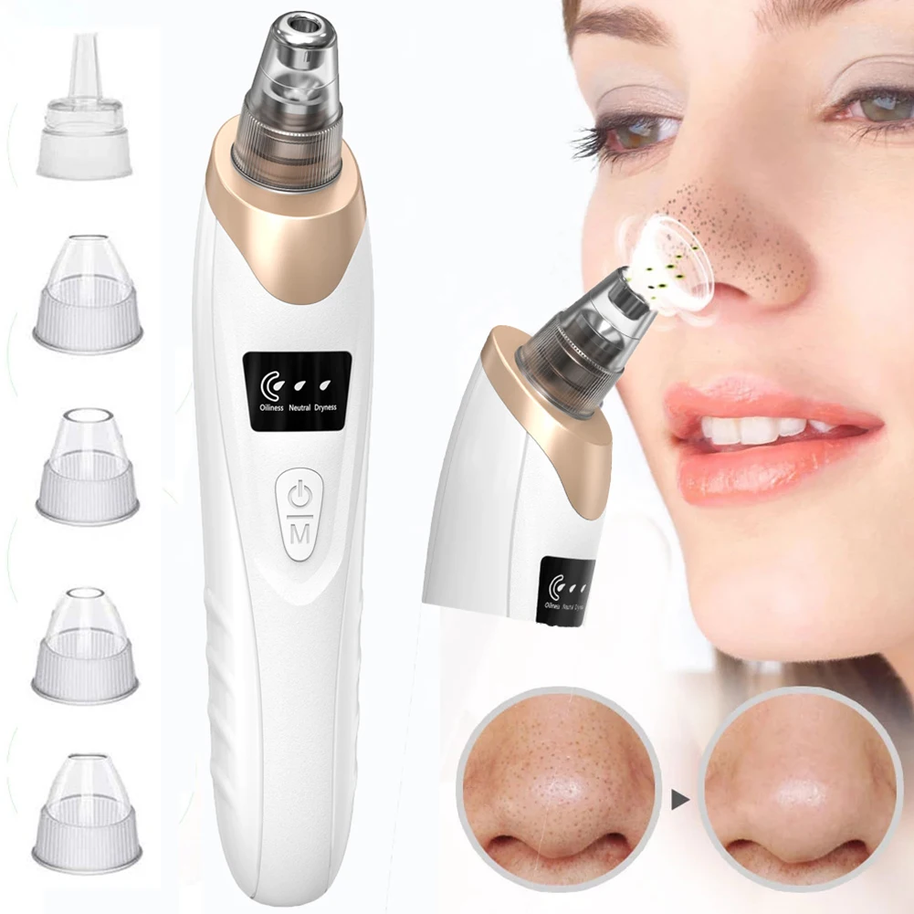 

Portable Facial Blackhead Remover Strong Pore Clean Vacuum Suction Acne Skin Care Professional Nose Ergonomic Salon Electric