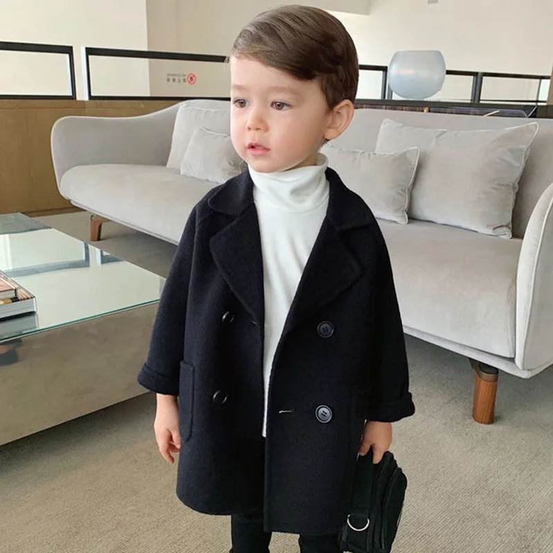 Шерстяное пальто для малышей Осень зима 2020 новогодний костюм мальчиков