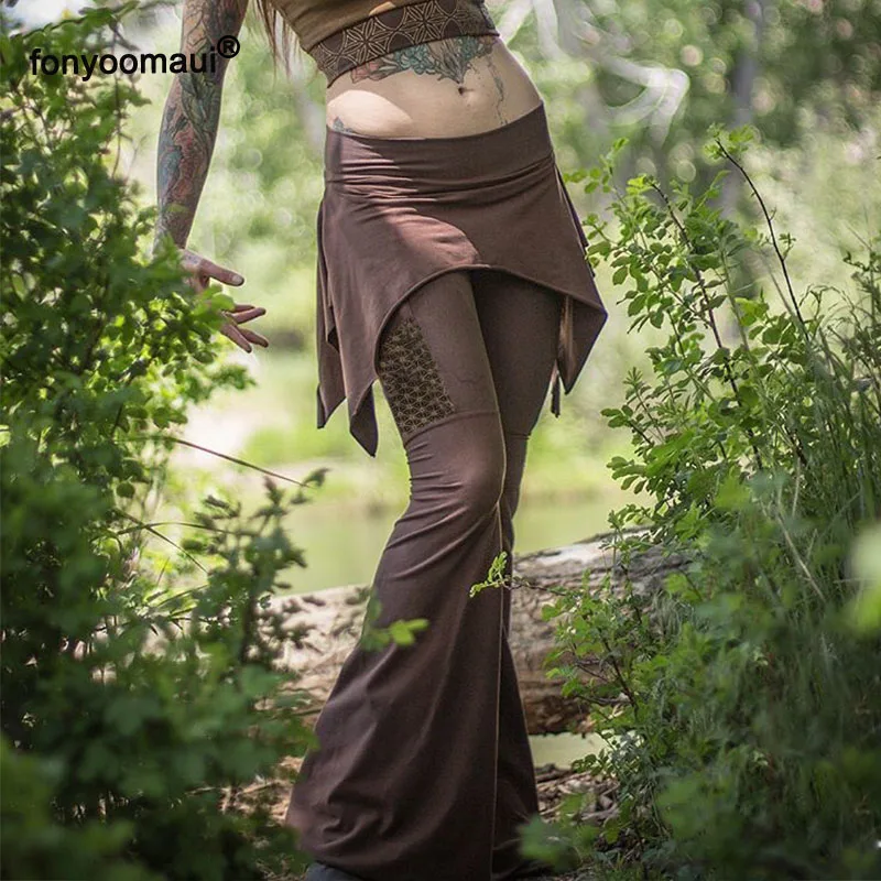 Женские облегающие брюки клеш юбка асимметричной длины в готическом стиле