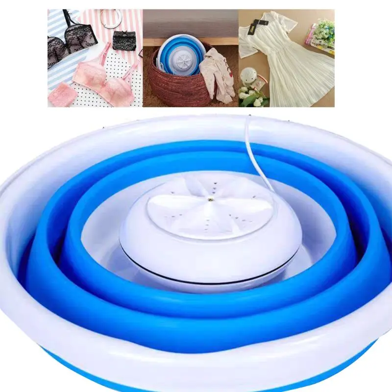 

Foldable Mini Washing Machine Rotating Ultrasonic Turbines Washer USB Charging Laundry Clothes Cleaner for Travel