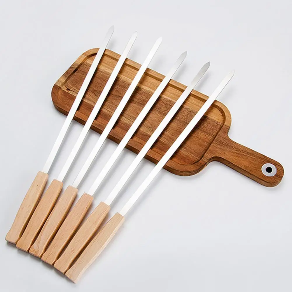 

8 шт. прочные шпажки Kabob с деревянной ручкой, многоразовые портативные Антикоррозийные длинные палочки для барбекю 17 дюймов для держателя ...