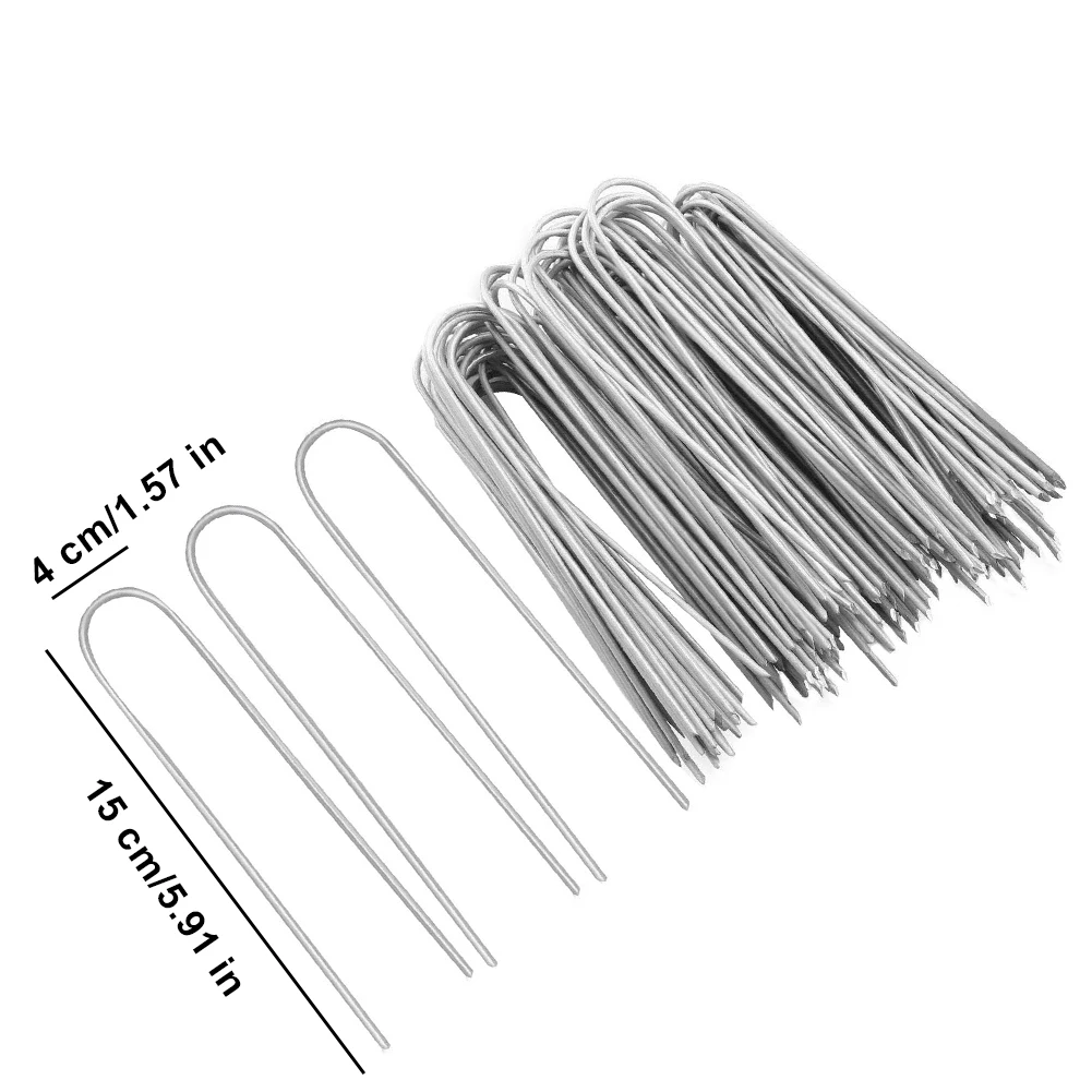 

100PCS Garden Staples U Shaped Metal 15x4cm Membrane Netting Weed Fabric Securing Pegs For Securing Landscape Fabric Netting