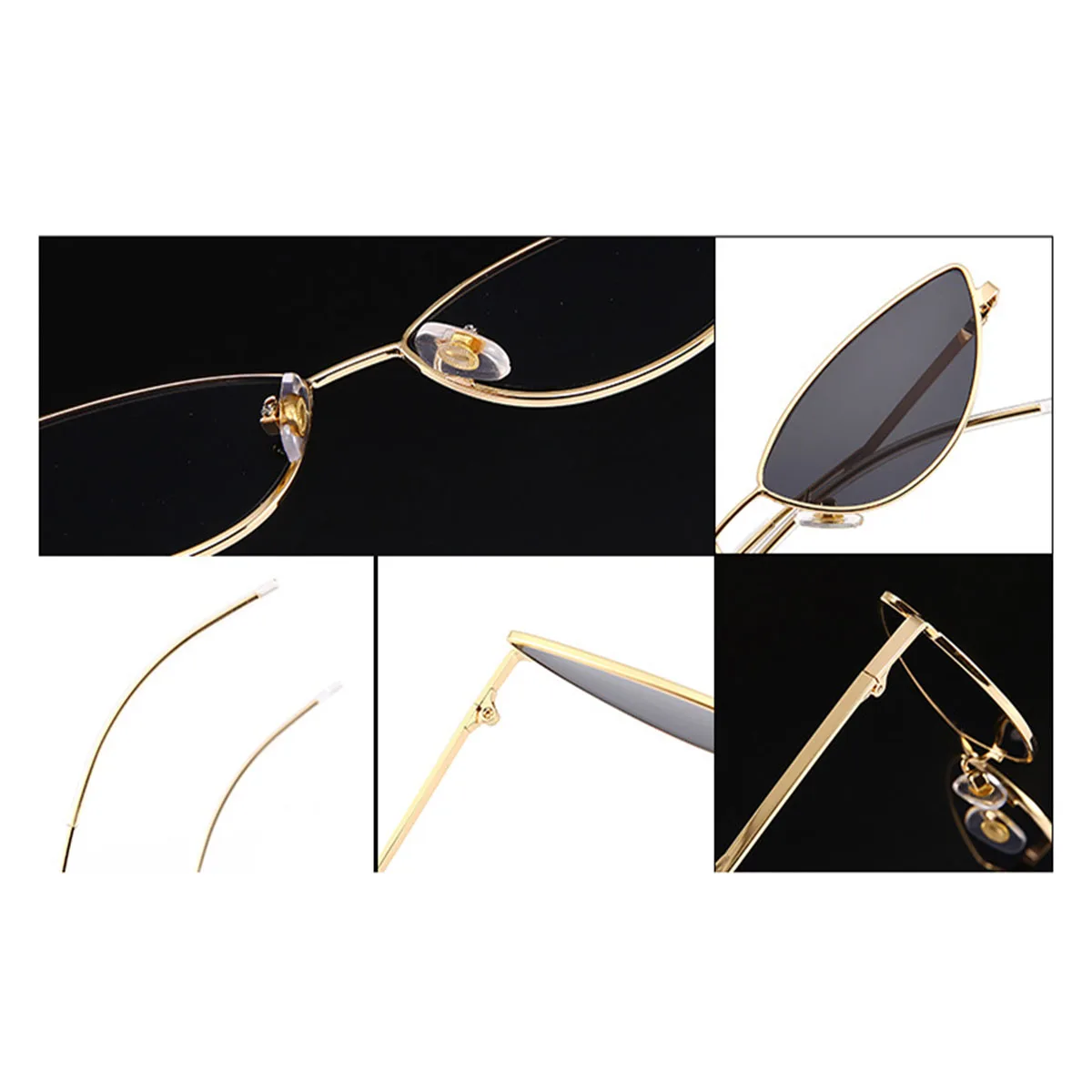 

Sunglasses Women Luxury Cat Eye Metal Frame New Gold Vintage Cateye Fashion Sun Glasses Lady Eyewear