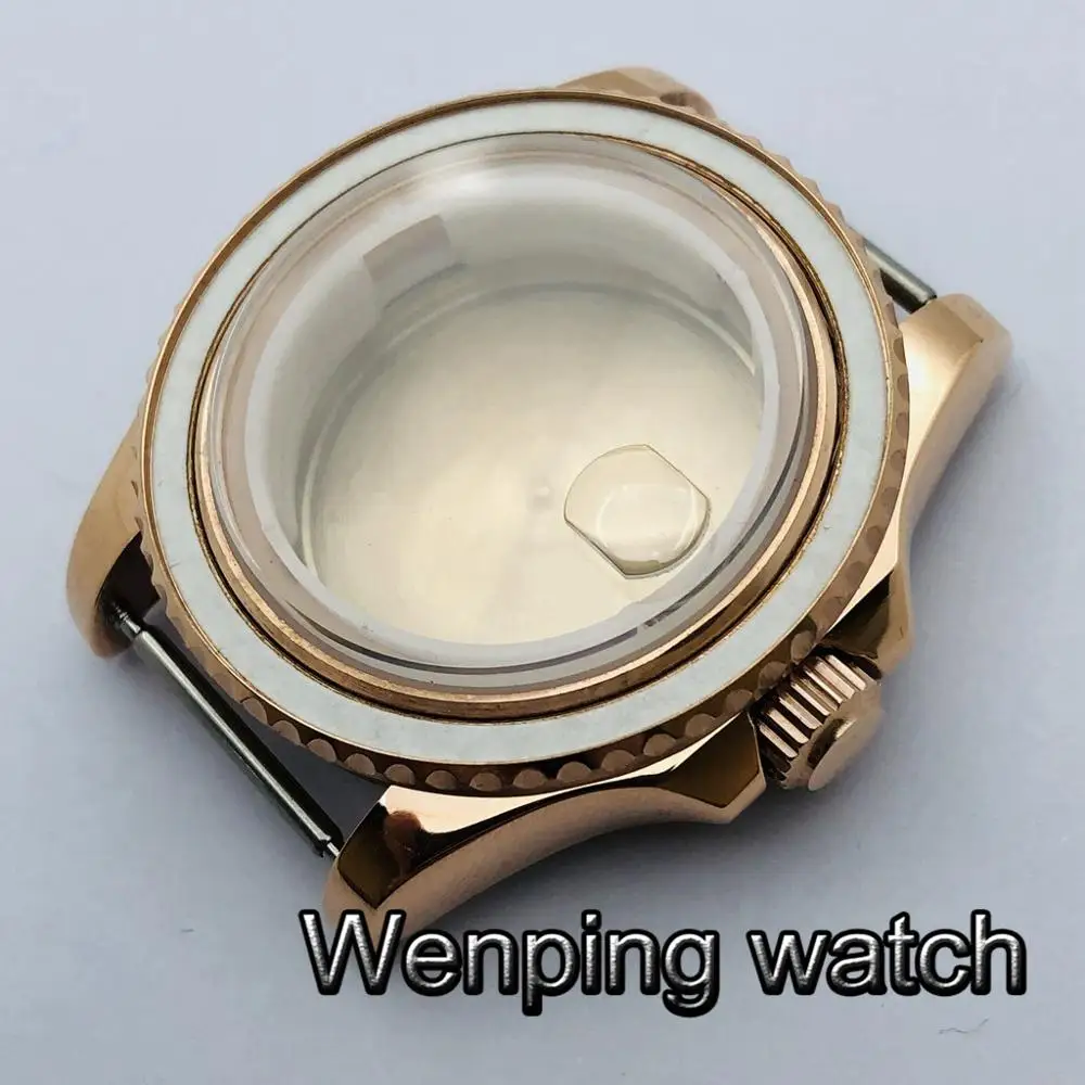 40 мм розовое золото стерильный чехол Двусторонняя вращающаяся рамка сапфировое