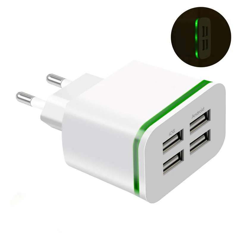 Fanshu EU Plug 4 порта USB настенное зарядное устройство светодиодный 5 в 4A Carregador Portatil
