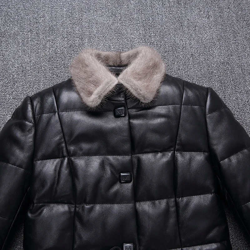 Женская куртка из натуральной кожи осенне-зимнее пальто овчины длинная пуховая