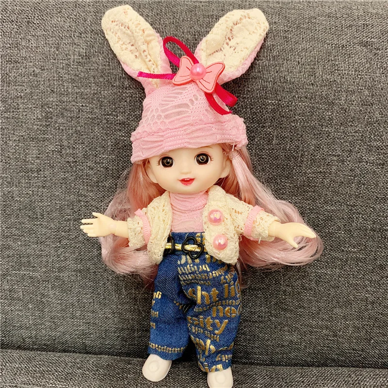 

New 16cm 13 Articulated BJD Doll 3D Eyes 1/12 Cute Face Doll Plus Clothes Accessories Fashion DIY Dress Up Girl Toy Best Gift